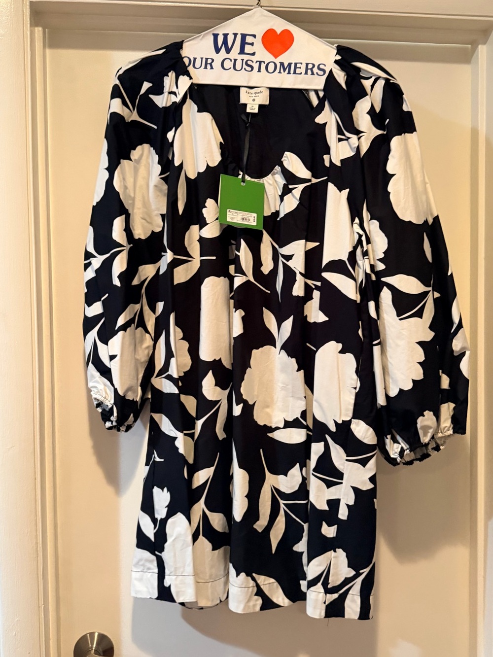 NWT Kate Spade Black and White Floral Dress